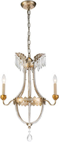 3-light Empire Metal Mini Chandelier in Distressed Silver and Gold