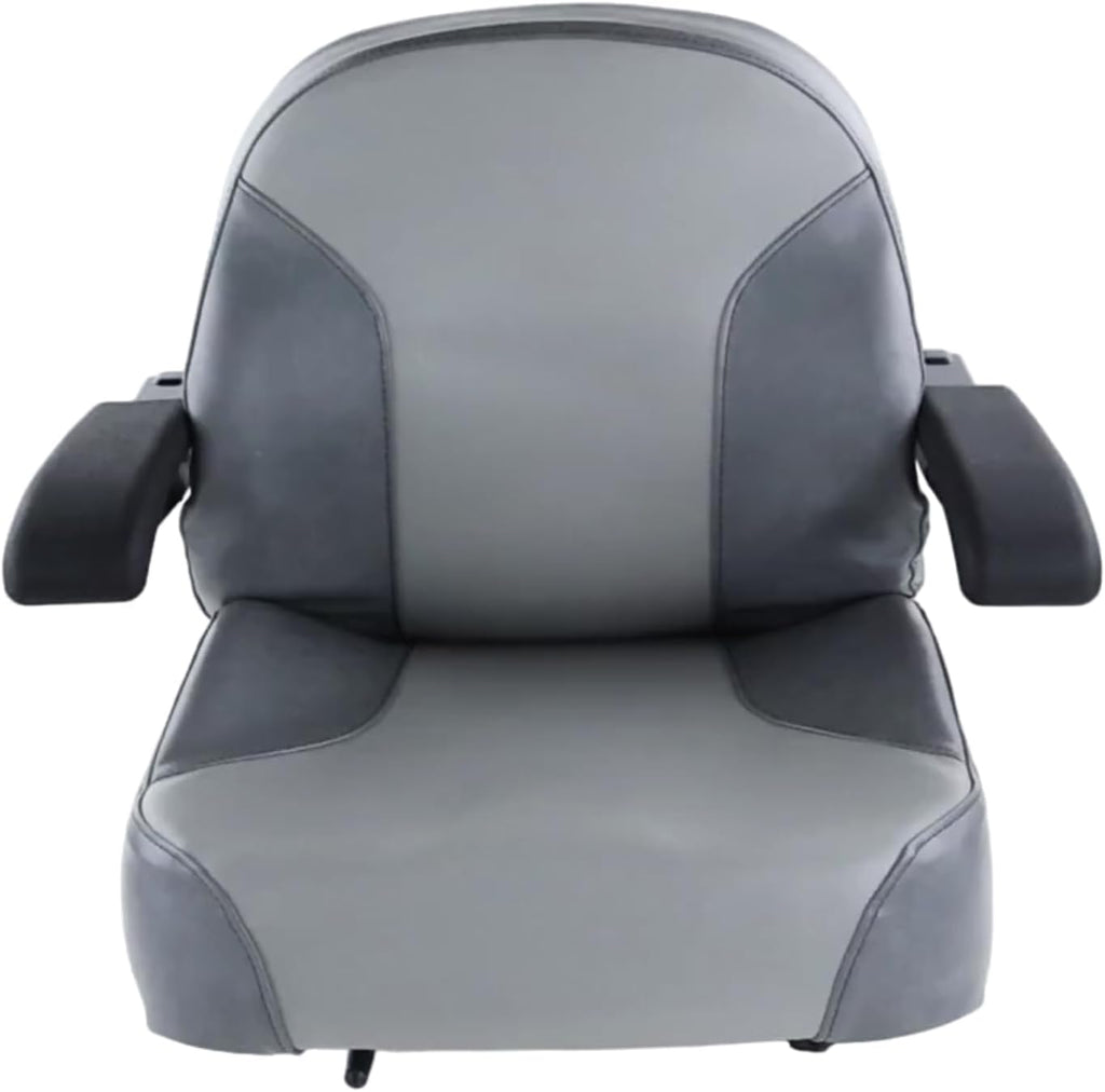 Universal Gray Zero Turn Lawn Mower Tractor Seat with Flip-Up Armrests & 6' Adjustable Slides - Fits Exmark, Scag, Ferris, Hustler, Gravely, Bobcat, Toro, John Deere & More