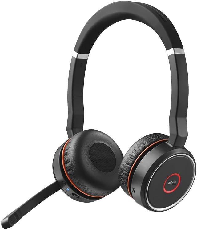 Jabra Evolve 75 MS Wireless Headset, Stereo – Includes Link 370 USB Adapter – Bluetooth Headset with World-Class Speakers, Active Noise-Cancelling Microphone, All Day Battery