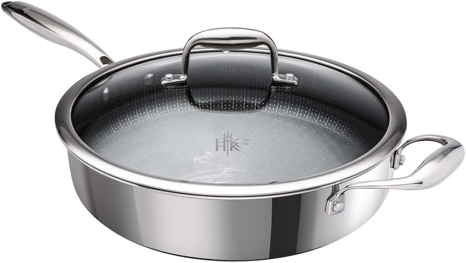 6-Piece Hybrid Pot & Lid Cookware Set, Tri-Clad Stainless Steel & PFAS-Free Ceramic Nonstick, Metal Utensil Safe, All Cooktops & Oven Safe - 6 Pcs Pot + Lids Set