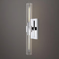 Nickel Bathroom Vanity Light, 2-Light Bathroom Wall Sconce Over Mirror, Chrome Vanity Lights for Bathroom, Dimmable Vanity Sconce with Glass Tube, Indoor Linear Wall Sconce Vertical & Horizontal, 1 PC