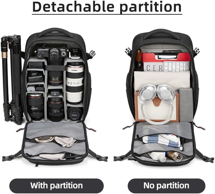 Camera backpack photographer, waterproof large DSLR camera backpacks for photographers large with 16-Inch Laptop Compartment, black backpack Fits drone