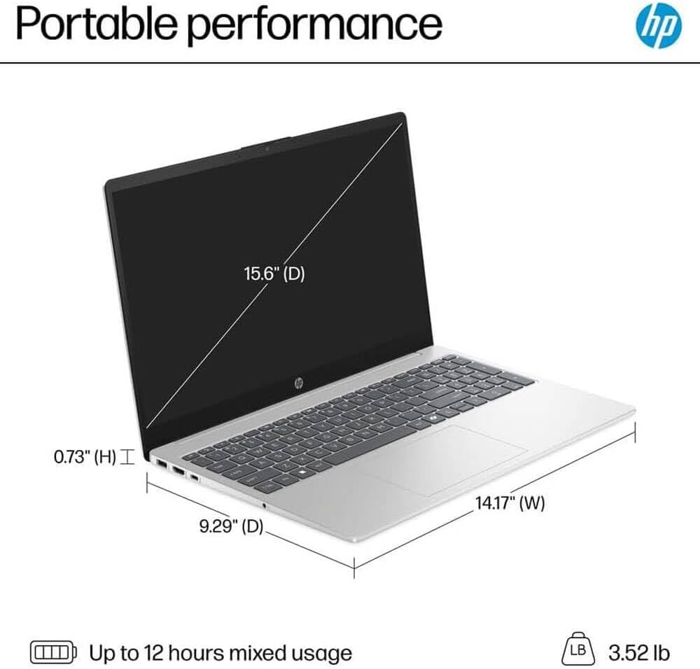 HP OmniBook 3 15.6-inch Touchscreen Laptop Bundle, AMD Ryzen AI 5 340, Radeon 840M, 16 GB RAM, 512 GB SSD, Windows 11 Home, Includes 2 Year Warranty & Webroot Antivirus + AUX HDMI