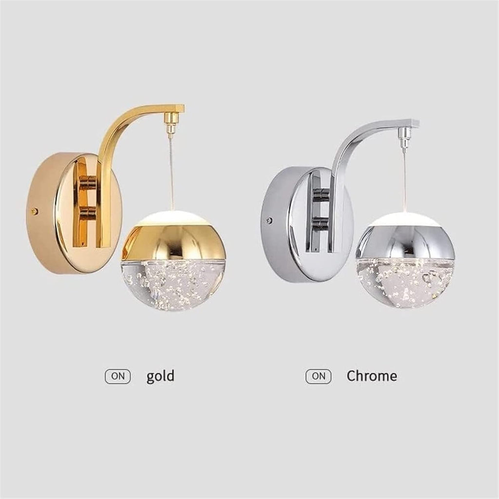 Crystal Bubble Wall Sconce, Modern Nordic Simple Wall Lamp, LED Decorative Lighting Fixtures, Indoor Wireless Wall Light for Bathroom, Entryway, Hallway, Living Room, Bedroom (Size : Gold)(Gold)