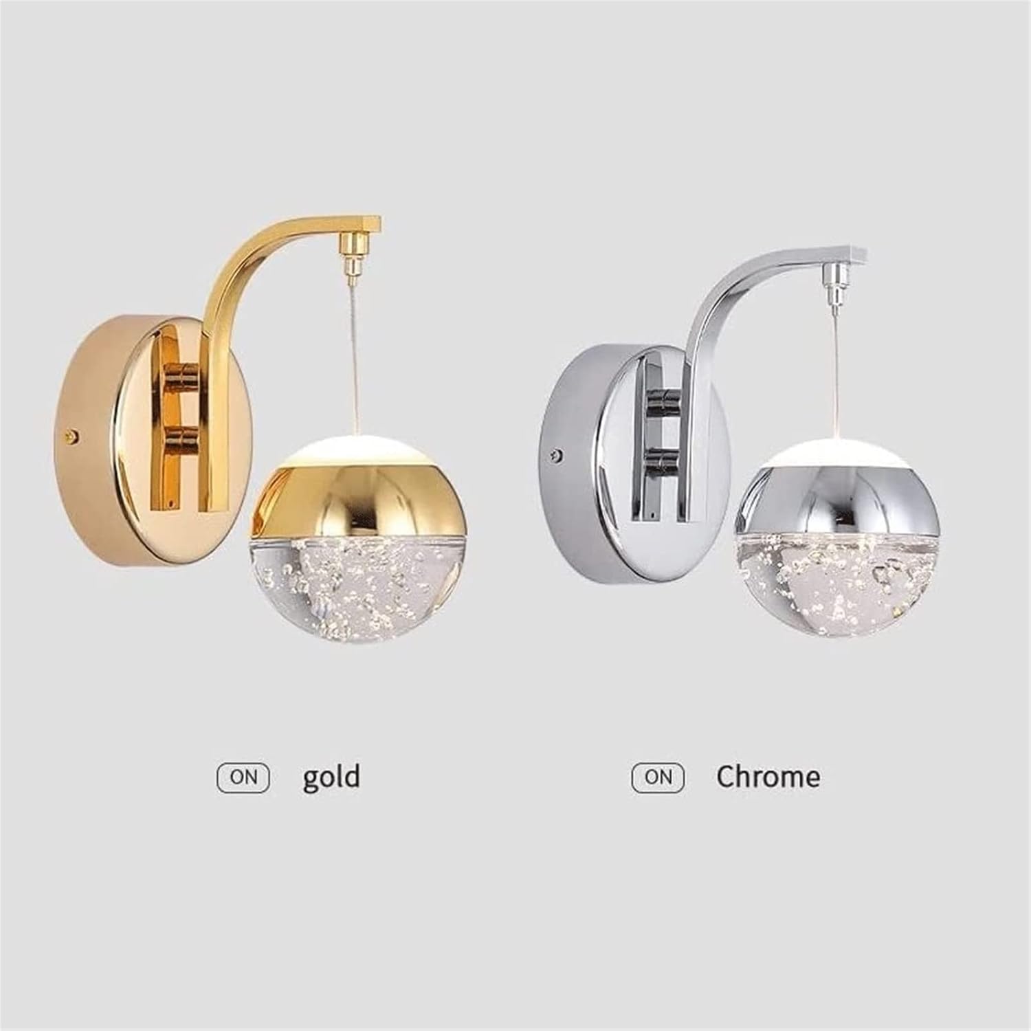 Crystal Bubble Wall Sconce, Modern Nordic Simple Wall Lamp, LED Decorative Lighting Fixtures, Indoor Wireless Wall Light for Bathroom, Entryway, Hallway, Living Room, Bedroom (Size : Gold)(Gold)