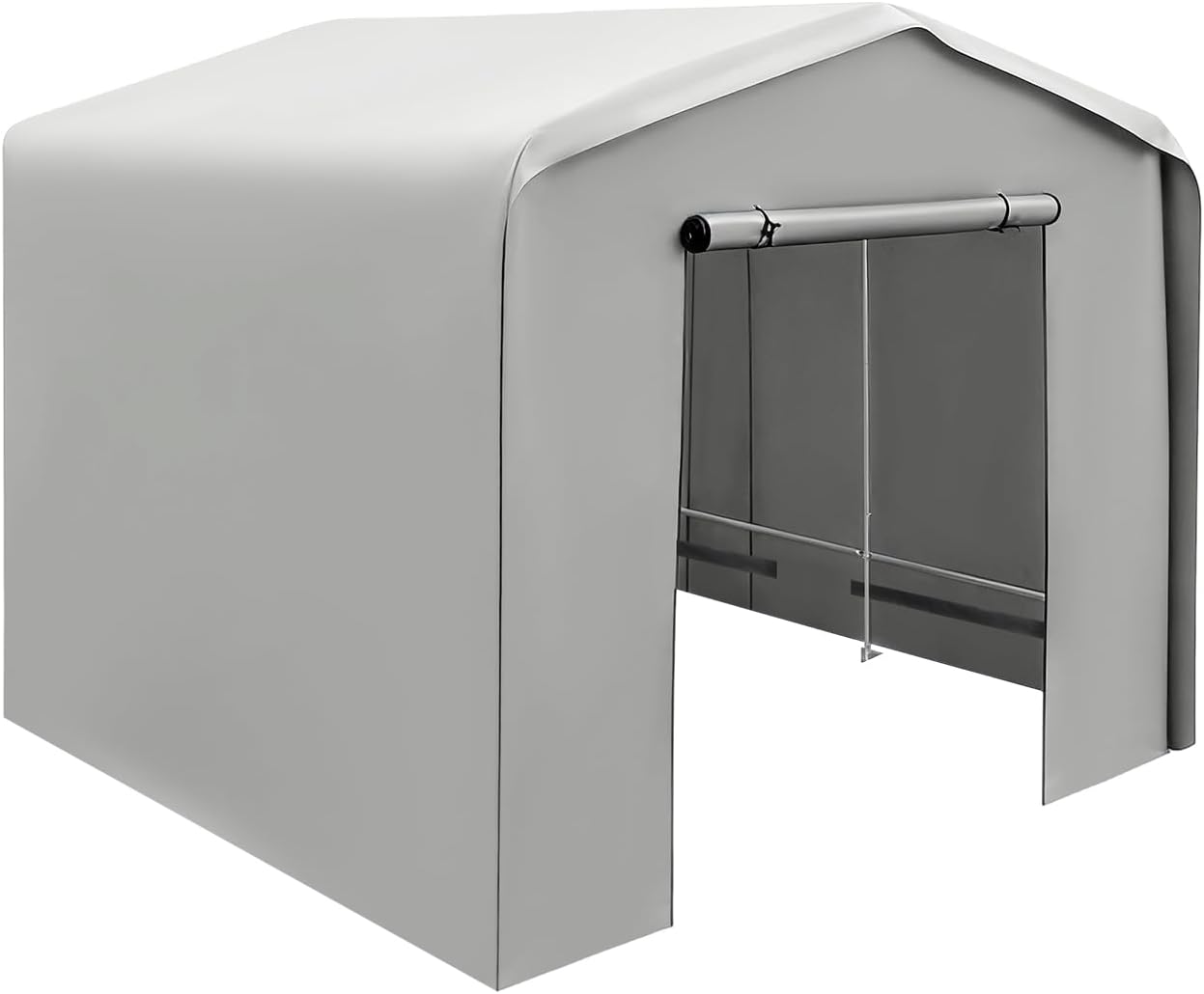 Outdoor Storage Shed, 12 X 12 X 8FT All Season Canopy Shelter with Steel Frame & Waterproof Cover for Storing Garden Tools, Lawn Mower, Tractors, Snowmobile (Grey)