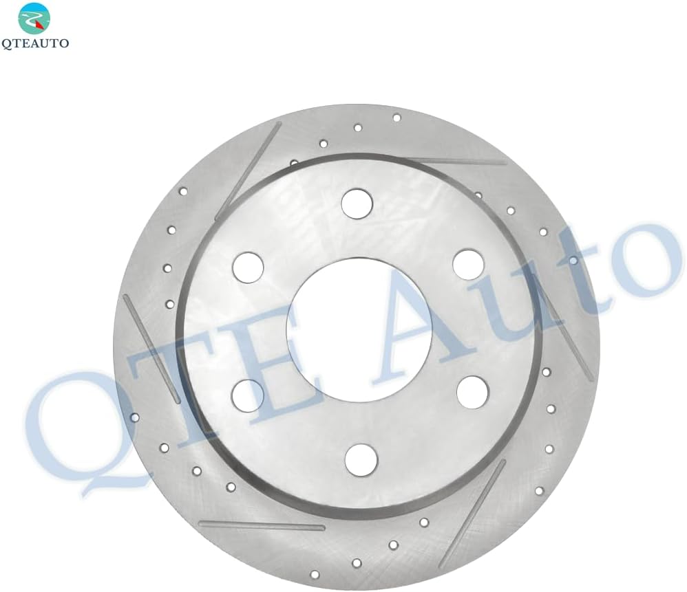 PM Auto Set of 6 Rear 330mm Drilled Slotted Disc Brake Rotors-Ceramic Brake Pad kit Replacement For 2001-2005 Chevy Silverado 1500