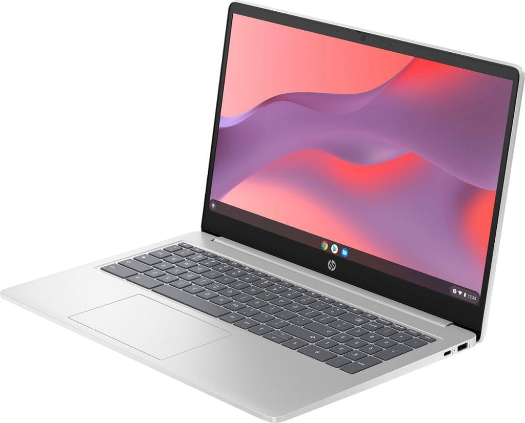 HP Chromebook Laptop Student Business (2023 Model), 15.6' HD Display, Quad-Core Intel N200 Processor (Upto 3.7GHz), 8GB RAM, 64GB eMMC, HD Webcam,WiFi, UHD Graphics, Chrome OS+HubxcelAccessory