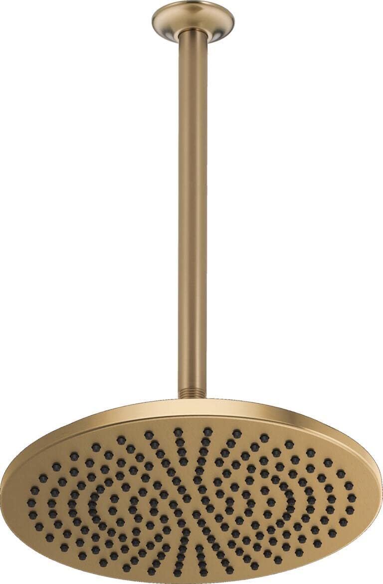 Delta -Faucet Rain Shower Head, Rainfall Shower Head, Gold Shower Head Rainfall, Metal Shower Head, Ceiling Mount Shower Head, Lumicoat Champagne Bronze (Shower Arm Included)
