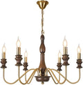 Retro Style E14 Bulb Chandelier Gold Silver Black Metal Dark Wood for Parlor Restaurant Bedroom Lighting,Dining Light Fixtures