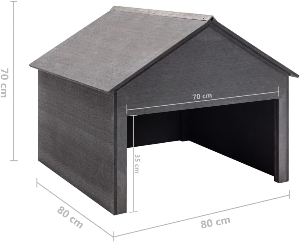 Robotic Lawn Mower Garage - Durable Wood Plastic Composite Weatherproof UV Resistant Outdoor Shed Protective Cover for Garden Tools Grey 31.5 x 31.5 x 27.6 Inch