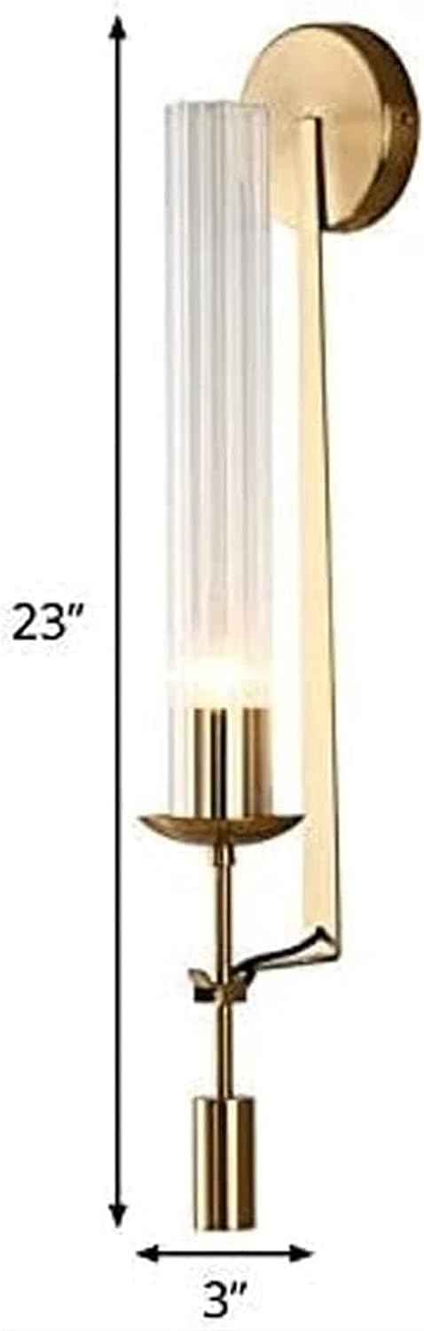 Modern 1 Bulb Gold Wall Sconce Creative LED Wall Lamp Tubular Clear Glass Wall Lighting Fixture for Bathroom Bedroom Living Room Corridor Hotel, Silver