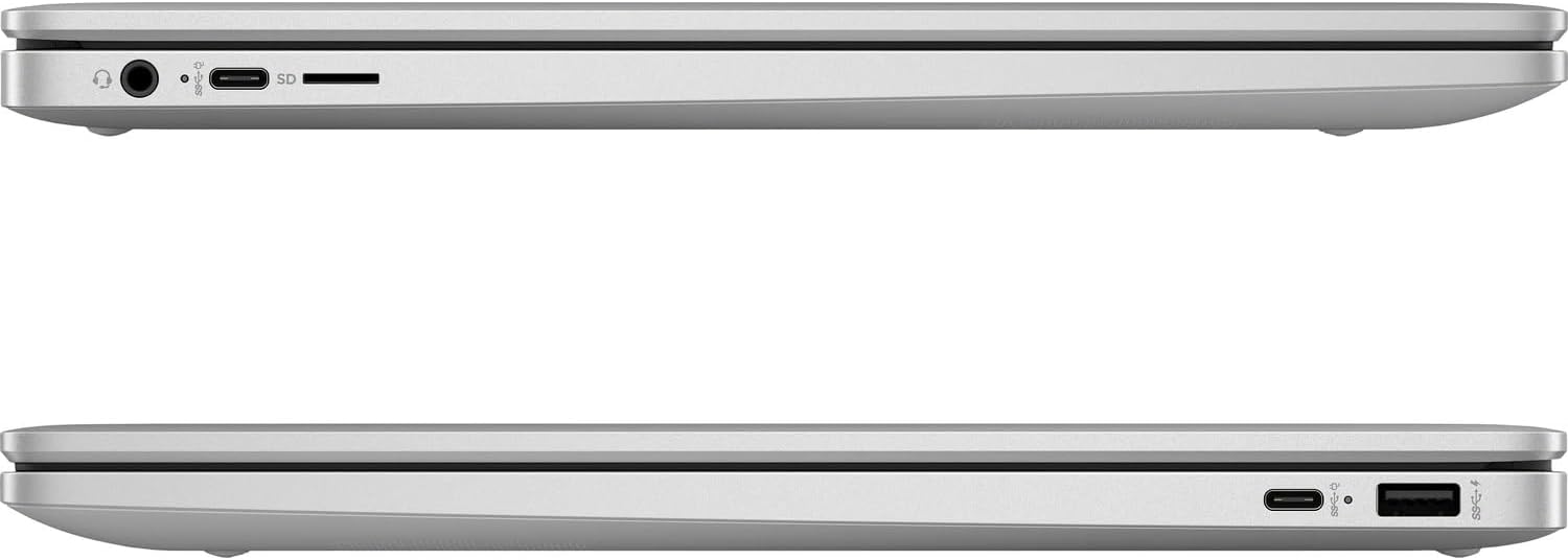 HP Chromebook Plus 15.6 Inch 15a-nb0003ca FHD Laptop 144Hz IPS Intel Core i3-N305 8GB LPDDR5 RAM 128GB UFS Intel UHD Graphics microSD Card Reader USB Type C Ports, Chrome OS, Natural Silver (Renewed)