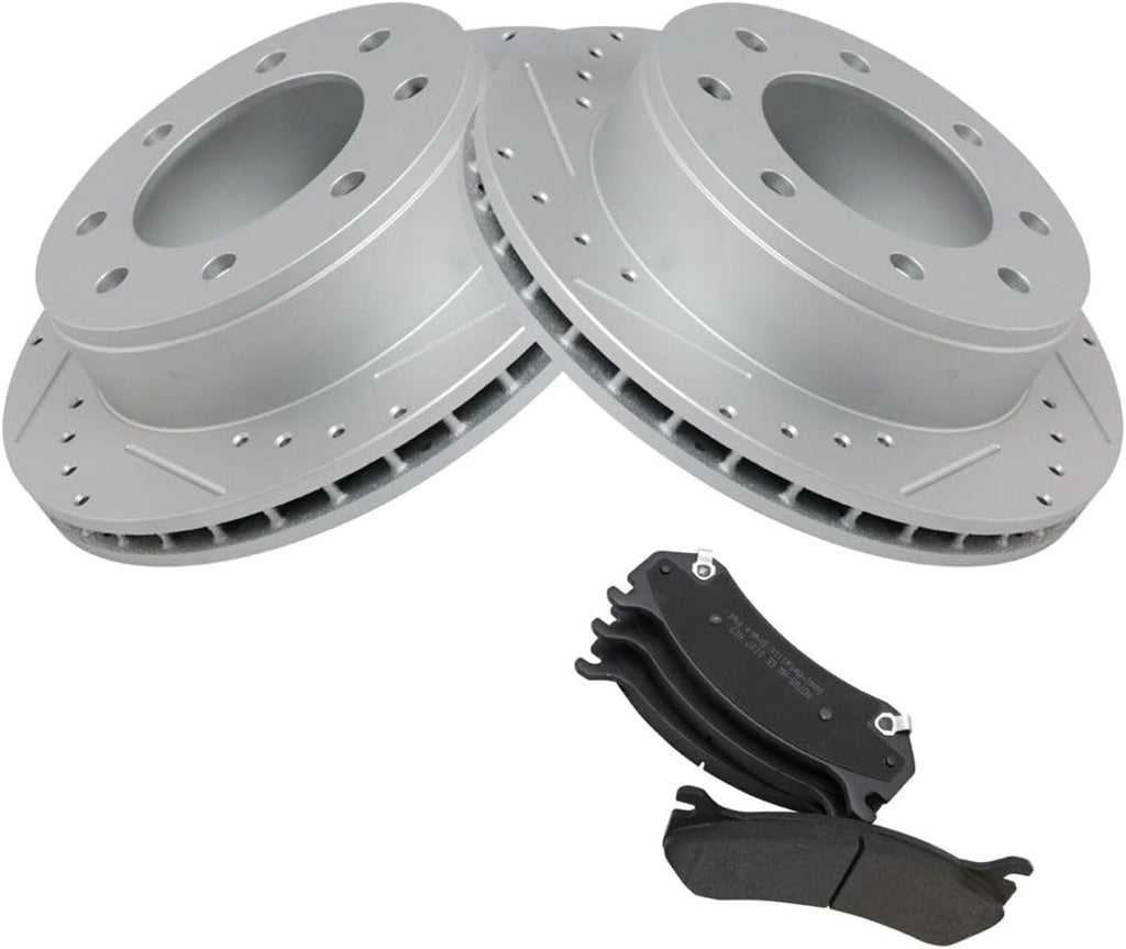 Rear Side Semi-Metallic Kit Replacement Brake Rotors and Pads for Chevy for Silverado 1500HD 2001-2003 2005-2006 & Classic 2007 for Silverado 2500 2001-2004 for Suburban 2500 2000-2007
