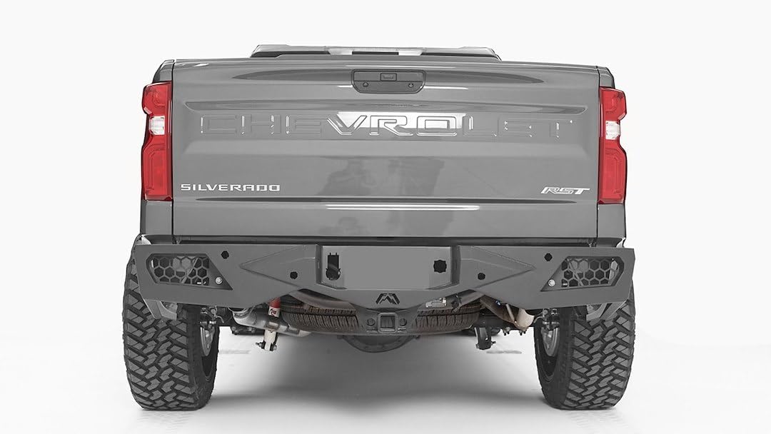 Bumper | Vengeance Rear | Four 3x3 Dually Lights Or Two 6 Inch Light Bars | OEM Receiver Hitch - Blind Spot Monitor Mount