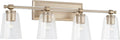 Capital Lighting 144841BS-523 Breigh Modern Clear Glass Cylinder Vanity Lights for Bathroom, 4-Light 400 Total Watts, 10' H x 32' W, Brushed Champagne