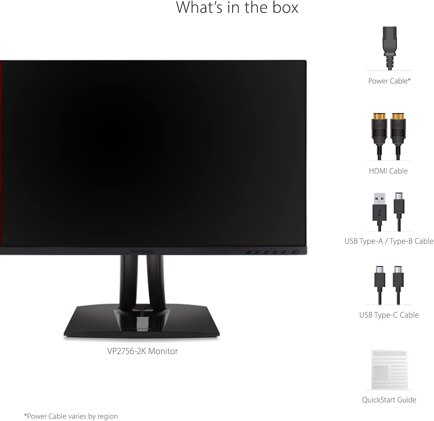 ViewSonic VP2756-2K 27 Inch IPS 1440p Ergonomic Monitor with Ultra-Thin Bezels, Color Accuracy, Pantone Validated, 60W USB C