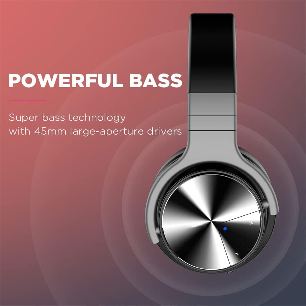 ANC Active Noise Cancelling Wireless Bluetooth Over-Ear Headphones with Mic Hi-Fi Stereo Deep Bass Foldable On-Ear Headsets, 30H Playtime, for Sports/TV/Work,Silver