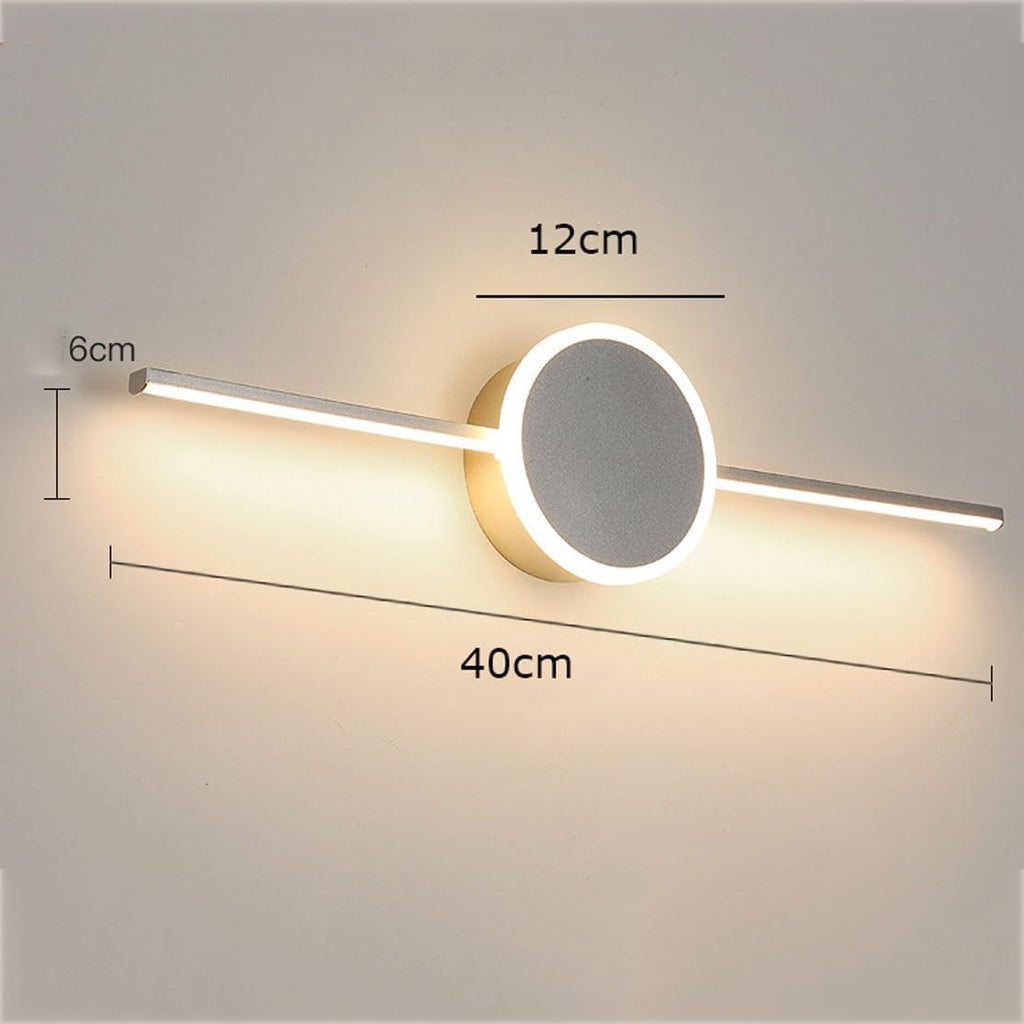 Modern LED Vanity Light for Bathroom Mirror, 3 Color Temperature Sconce, Minimalist Geometric Linear Design, Aluminum Acrylic Lighting Fixture, Gold Silver Finish, 60cm Length(40cm)