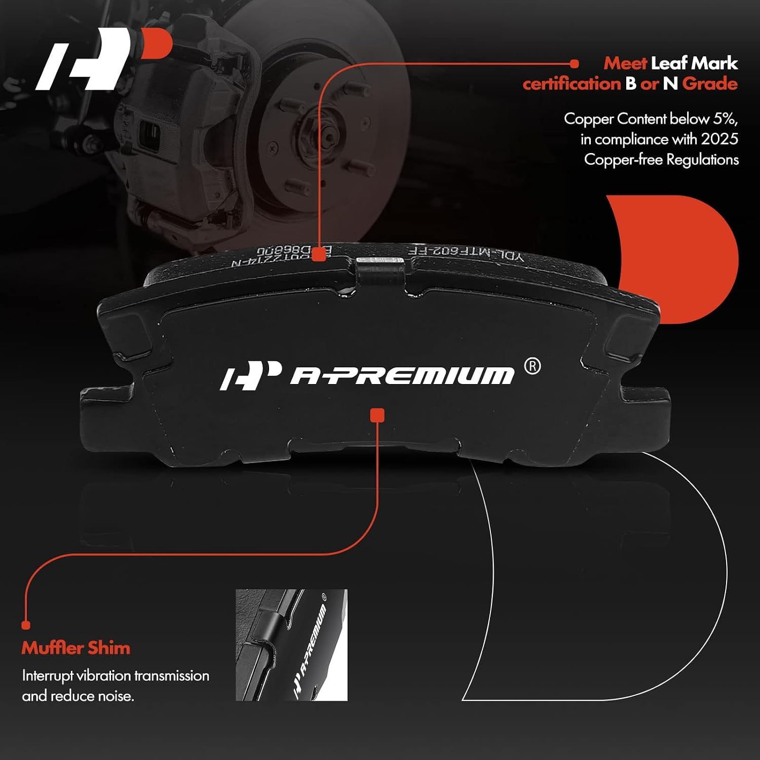 A-Premium 11.89 in (302mm) Rear Drilled and Slotted Disc Brake Rotors + Ceramic Pads Kit Compatible with Select Jeep, Chrysler, Dodge & Mitsubishi Models - Compass, Patriot, 200, Avenger, Sebring, RVR