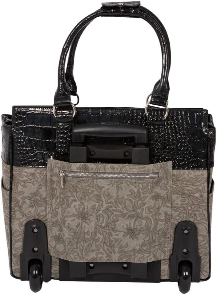 JKM and Company Alligator Compatible With Computer iPad, Laptop Tablet Rolling Tote Bag Briefcase Carryall Bag | Compatible With, Computer, iPad, Laptop, Tablet, Rolling