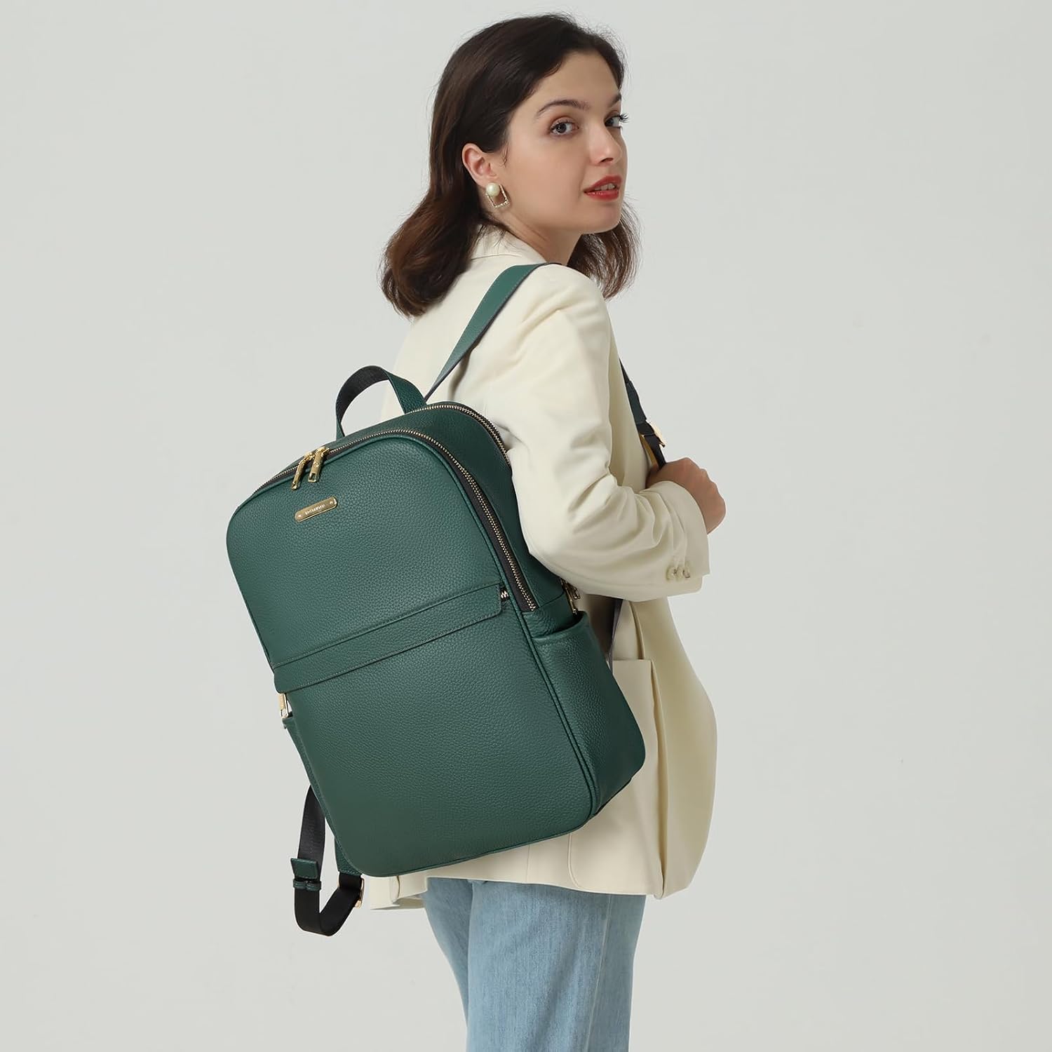 BOSTANTEN Genuine Leather 15.6 inch Laptop Backpack Purse for Women College Casual Backpack Travel Bag