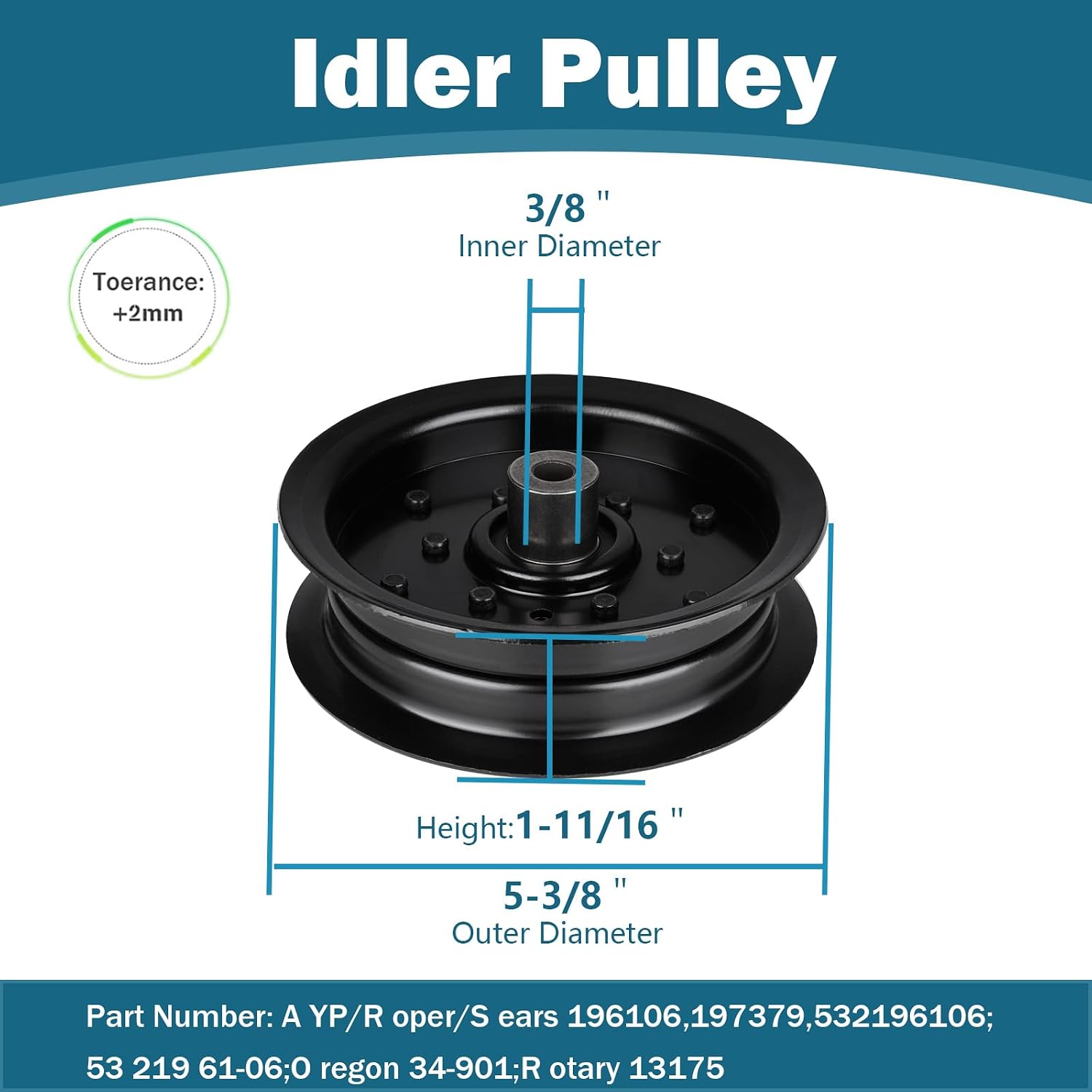 46'' Deck Rebuild Kit Fits Hus qvarna Pou LAN PP20VA46 PP19H46 2246LS 2 Spindle (187292) 2 Blade (531309715) 1 Belt (405143) 2 Idler (196106) 1 Idler (177968)