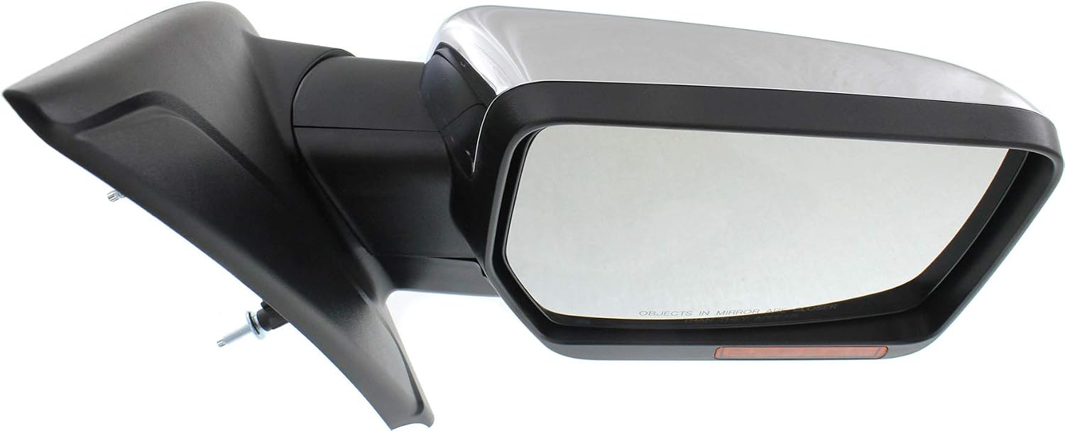 Kool Vue Passenger Side Power Heated Mirror for Ford F-150 2011-2014 Power Fold With Signal Light, Memory & Puddle Lamp; Without Blind Spot Monitor Chrome