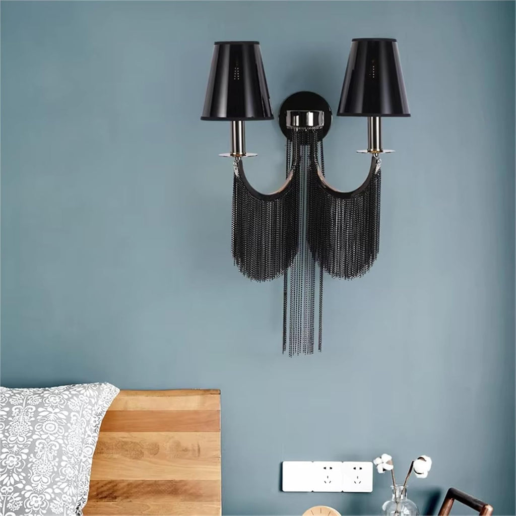 Gold Silver Aluminium Chain Wall Lights Bedroom Wall Lamps E14 Bedside Indoor Lights for Villa Hotel Restaurant Apartment,Bathroom