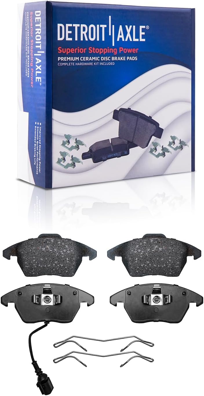 Detroit Axle - 8pc Brake Kit for Volkswagen Jetta Eos CC Audi A3 Quattro 12.28' inch Front and 11.10' inch Rear Disc Brake Rotors Ceramic Brakes Pads 2010 Replacement