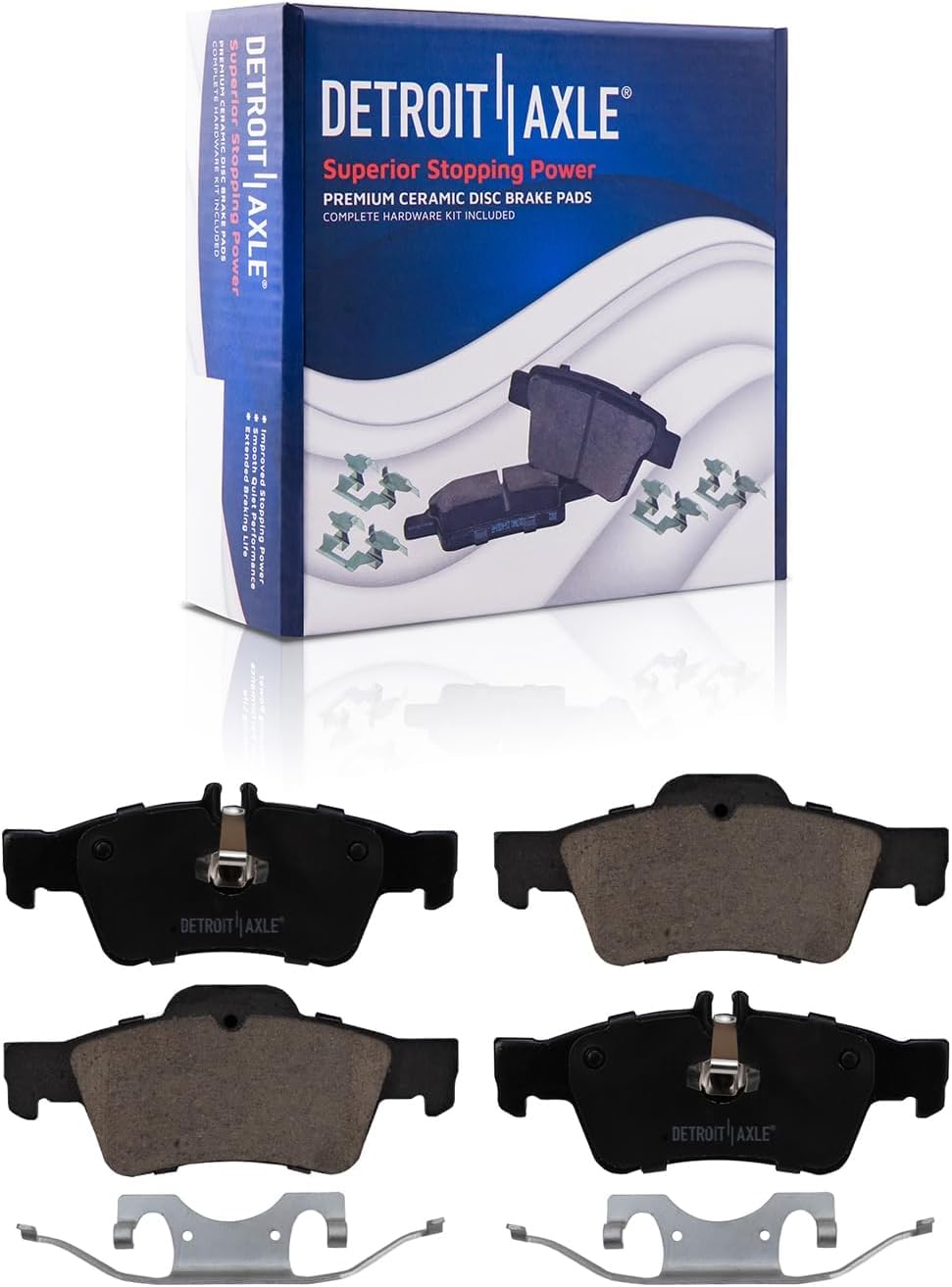 Detroit Axle - Brake Kit for 03-09 Mercedes-Benz E320, 11.61' inch Front and 11.81' inch Rear Drilled and Slotted Disc Brake Rotors Ceramic Brakes Pads 2003 2004 2005 2006 2007 2008 2009 Replacement