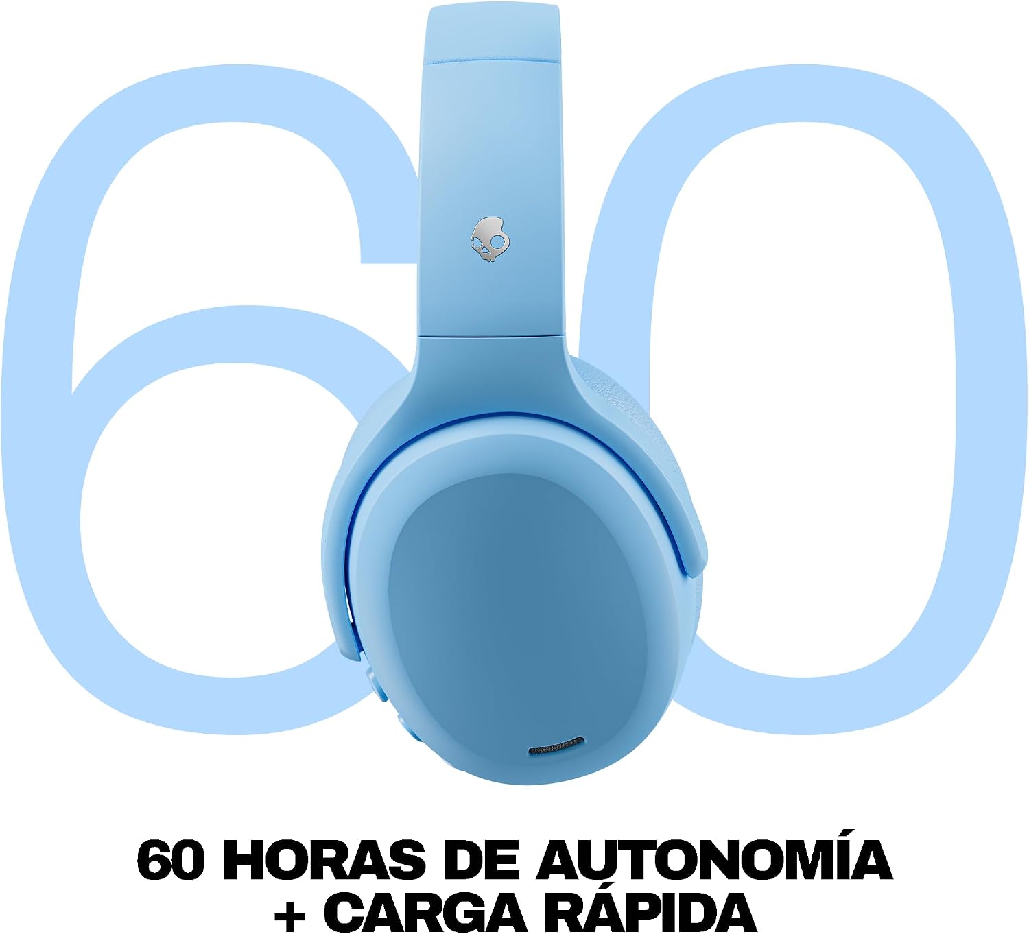 Skullcandy Crusher ANC 2 Wireless Over-Ear Bluetooth Headphones with Extra USB-C Charging Cable, Multi-Sensory Bass, Active Noise Cancelling, 60 Hours Battery, Microphone iPhone Android - Preppy Blue