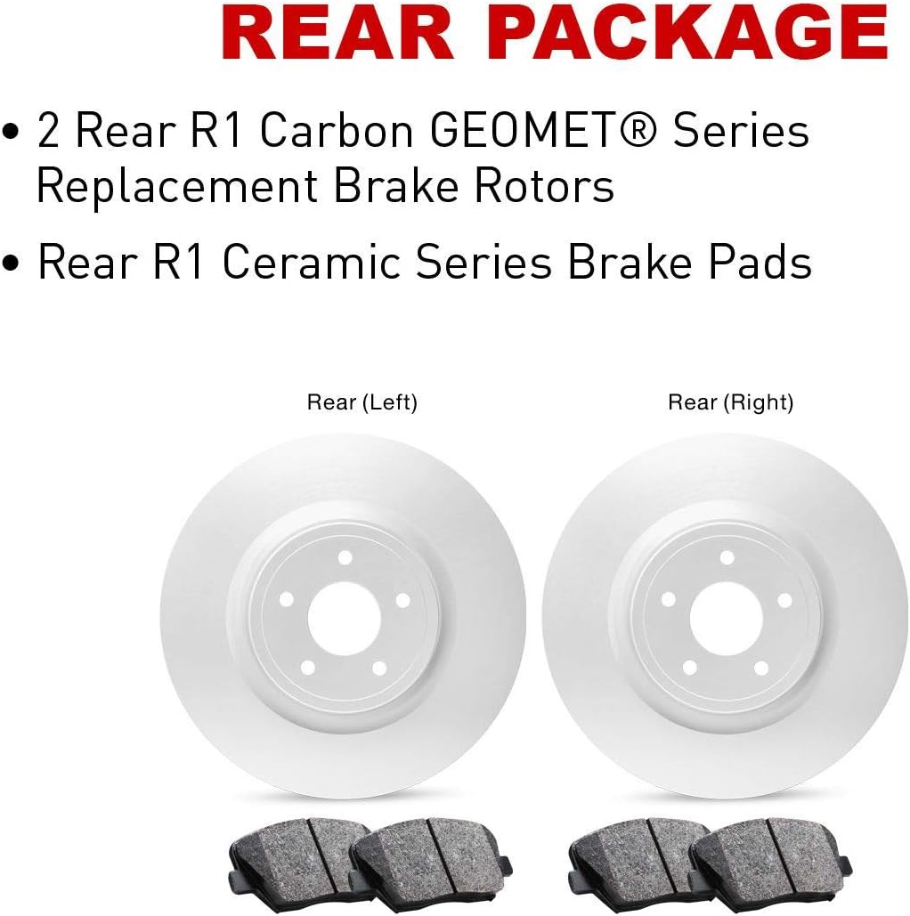 R1 Concepts Rear Brake Kit Fits 2015-2017 Chevrolet SS| Ceramic Brake Pads and Blank Brake Rotors| 14.2' Rear