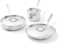 All-Clad D3® Stainless Steel 6 Piece Cookware Set- Made in USA- Includes 12' Fry Pan, 2 Qt Saucepan, 4 Qt Sautépan, Professional Grade -Oven Safe & Induction Compatible