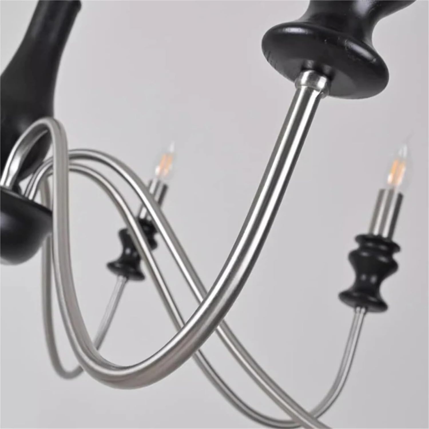 Retro Style E14 Bulb Chandelier Gold Silver Black Metal Dark Wood for Parlor Restaurant Bedroom Lighting,Dining Light Fixtures