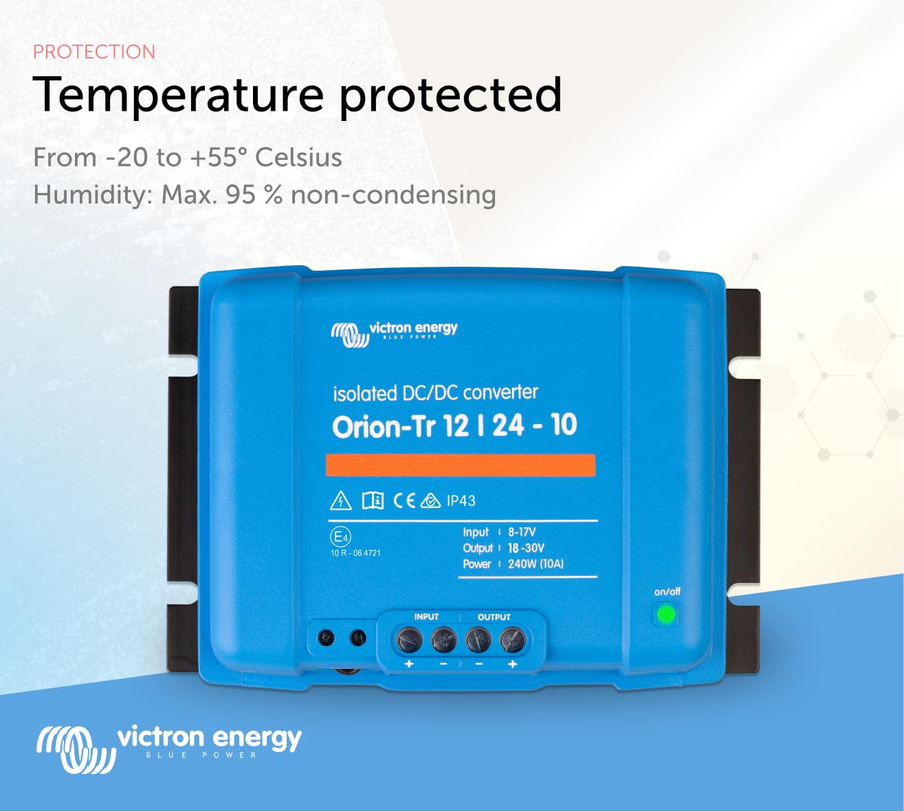 Victron Energy Orion-Tr DC to DC Converter - 12/24-Volt 10 amp 240-Watt - IP43 Protected - for Dual Battery Systems - Isolated
