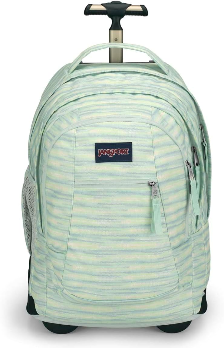 JanSport Driver 8 Rolling Backpack - Wheeled Travel Bag with 15-Inch Laptop Sleeve, One Size, 70S Space Dye Fresh Mint