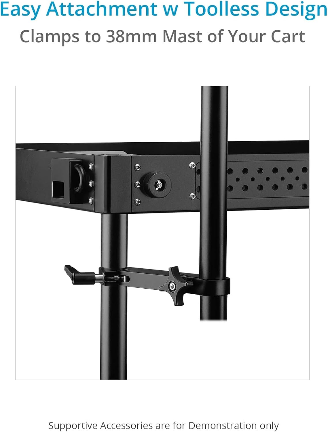 PROAIM Multi Monitor Mounting System for Video Camera Production Carts. 5/8' Baby Pin Mount. Clamping Range: 38mm. Payload up to 27kg/60lb. (P-MLMT-M2)