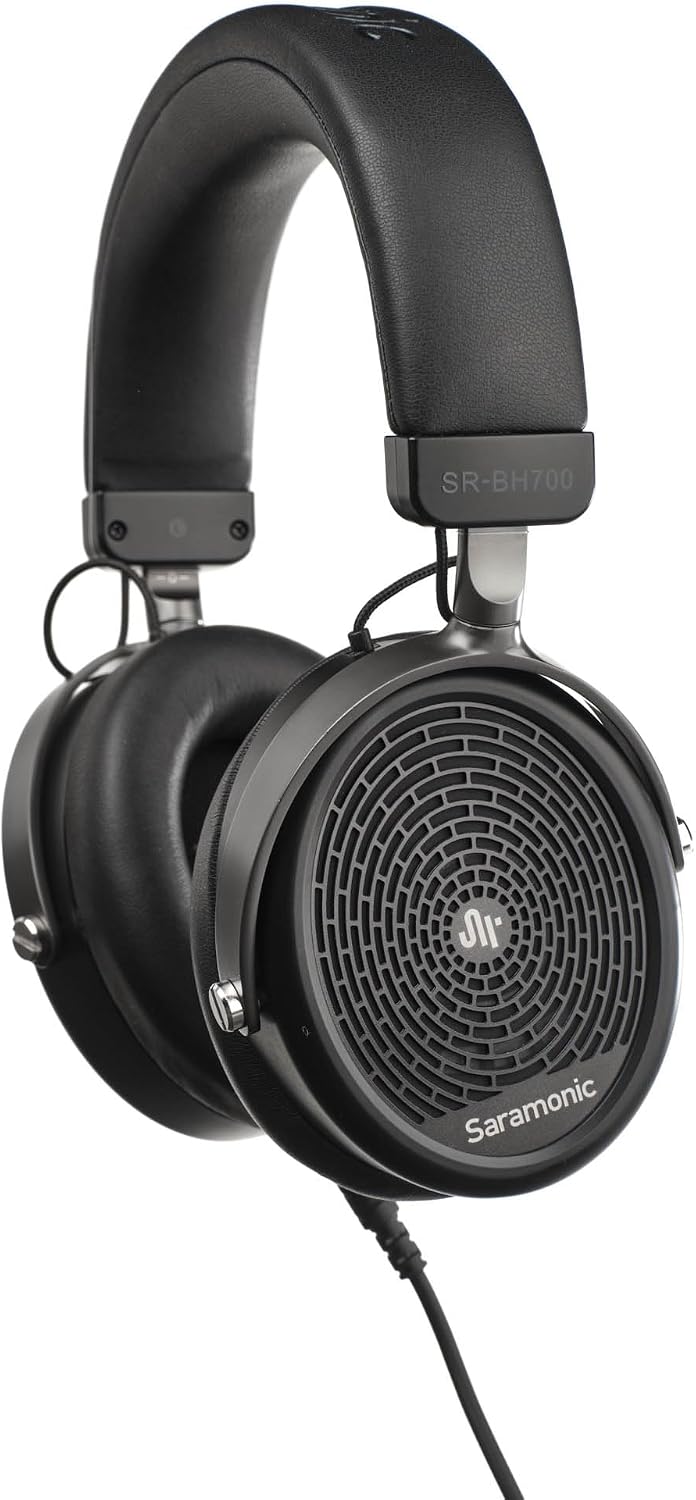 Saramonic Professional Wired Studio Headphones with Coiled Cable, Flexible Straight Cable, Velvet Earpads, Leather Earpads, 1/4' Adapter, & Carry Pouch
