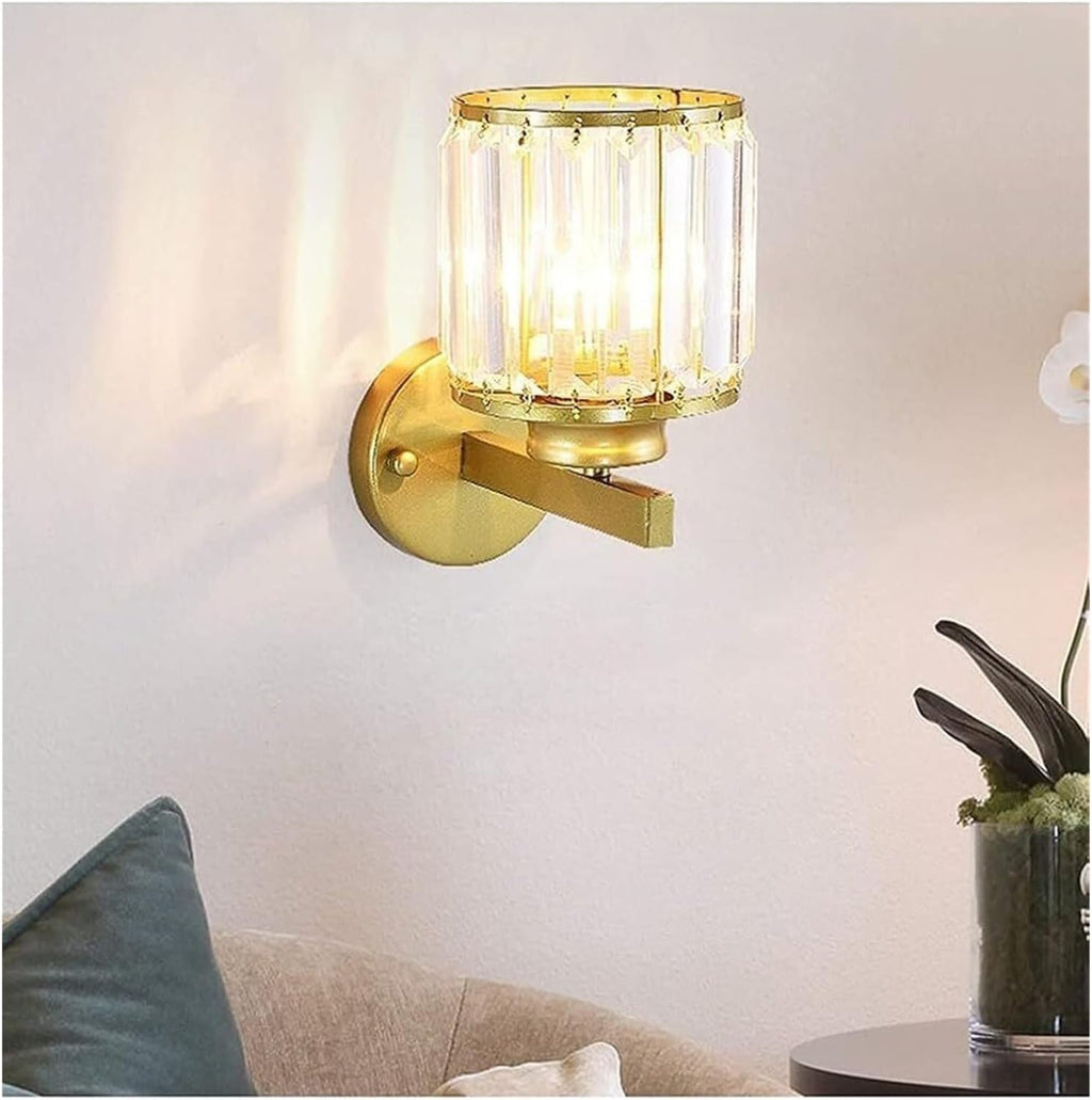 Modern Crystal Wall Sconce Gold Vanity Light Fixture Luxury Bathroom Wall Lighting with Clear K9 Crystals Indoor Wall Lamp for Bedroom Living Room Hallway Wall Lamps & Sconces Hardwired