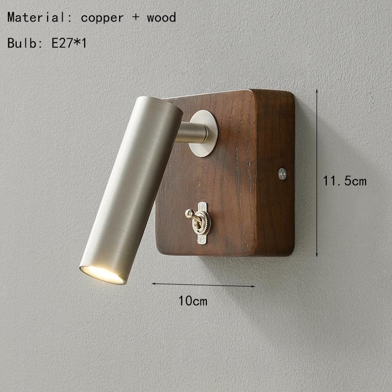 with Switch Wall Lamp Gold Silver Brass Wooden Lighting Fixtures for Bedroom Reading Hotel Office E27 Bulb,Bathroom