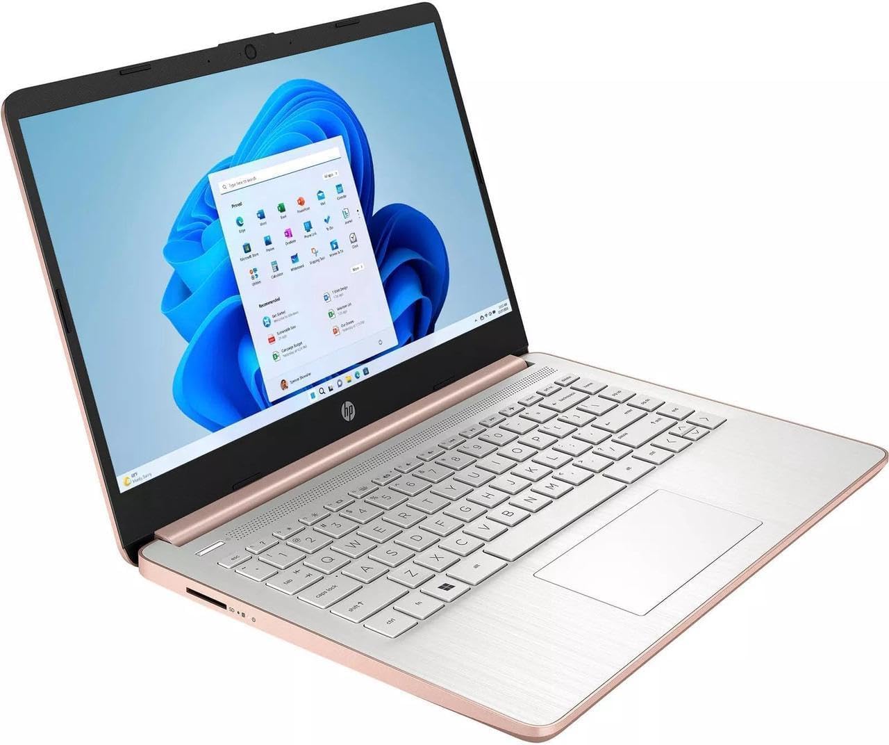 HP 14' HD Laptop | Intel Celeron N4120 Processor | Intel UHD Graphics| One Year Office 365 | Rose Gold| 4GB RAM | 128GB SSD | Windows 11 S | Bundle with Grey Bag