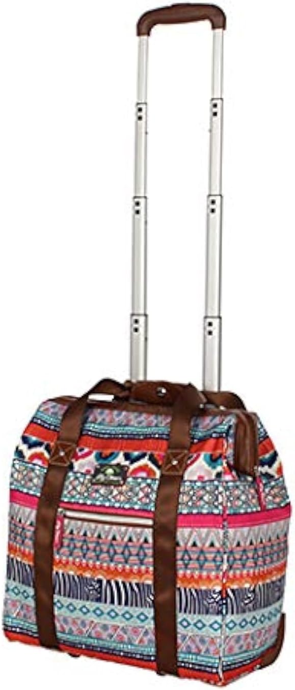 Lily Bloom Designer Under the Seat Tote Cabin Luggage Collection - 15 Inch Patterned Carry on Bag For Women - Lightweight Suitcase with 2 Rolling Spinner Wheels (Tribal Stripe)