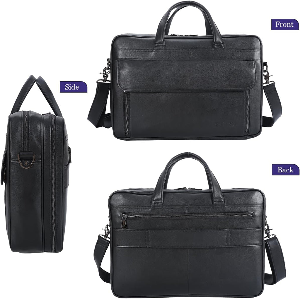 STAR VISTA Sforza Large 18' Laptop Messenger Bag, Leather Briefcase for Men, Business Travel, YKK Zippers and Brass Hardware