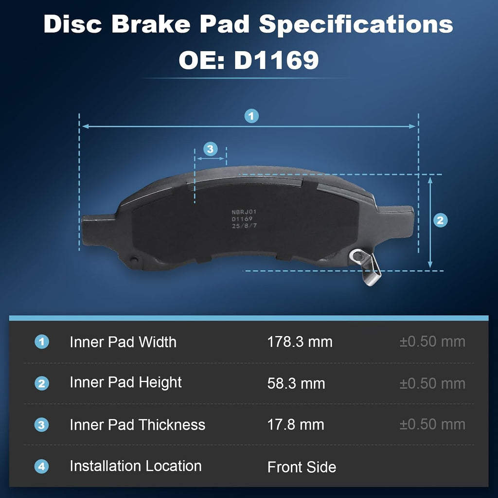 Front Disc Brake Rotors & Ceramic Brake Pads Kit Fit for Buick 2008-2017 Enclave; for Chevrolet 2009-2017 Traverse; for GMC 2007-2017 Acadia; for Saturn 2007-2010 Outlook #55150 D1169