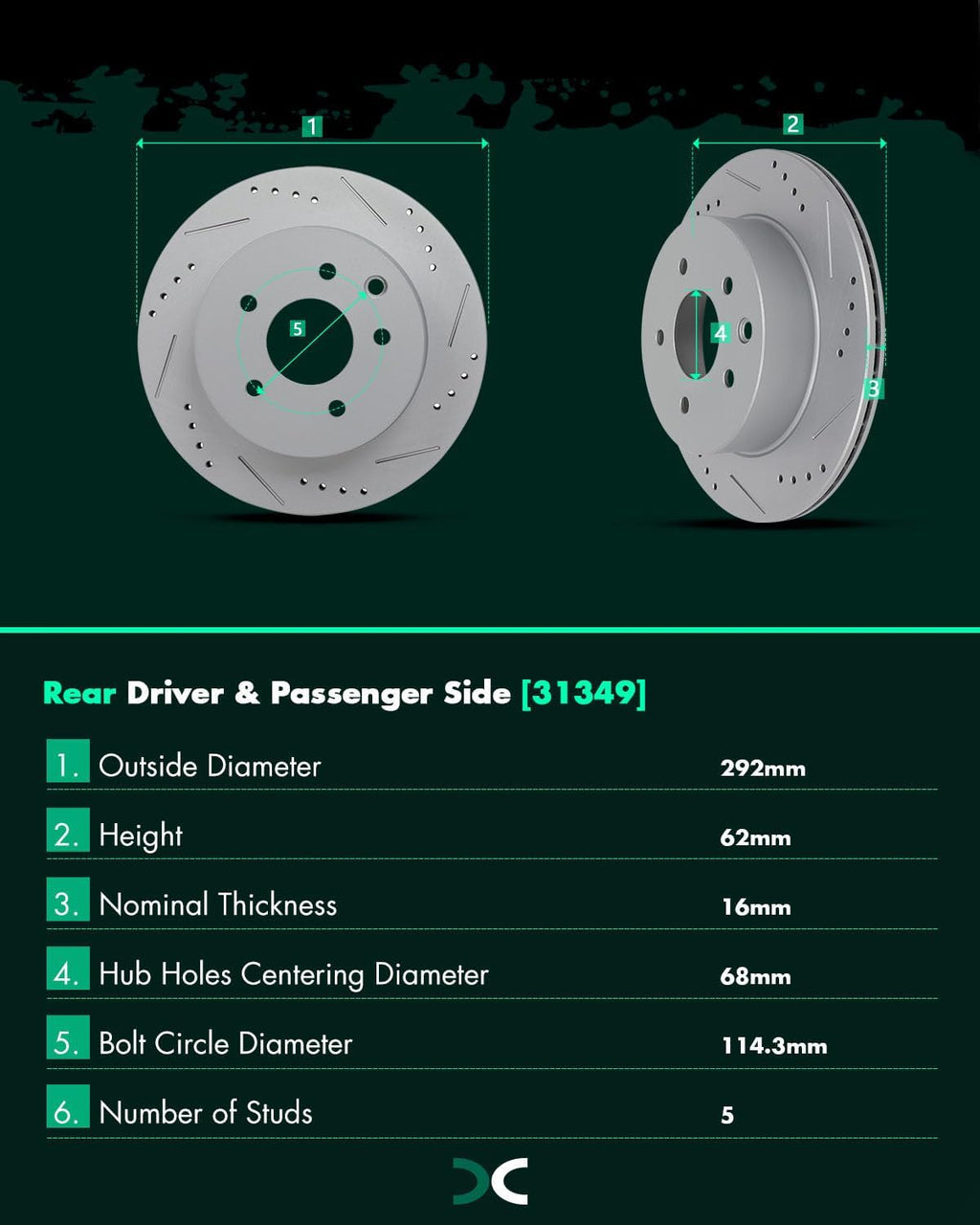 SCITOO Rear 11.5' Brake Pads and Rotors Kits Fit For Nissan Rogue 2008 2009 2010 2011 2012 2013 2014 2015 2016 2017