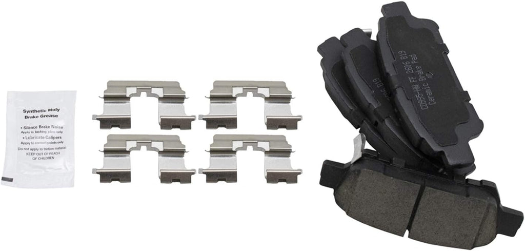 TRQ Performance Rear Brake Pad and Rotor Set Ceramic Solid Rotors Calipers Compatible with 2004-2010 Toyota Sienna