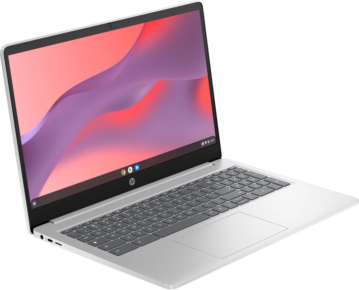 HP Chromebook Plus 15.6 Inch 15a-nb0003ca FHD Laptop 144Hz IPS Intel Core i3-N305 8GB LPDDR5 RAM 128GB UFS Intel UHD Graphics microSD Card Reader USB Type C Ports, Chrome OS, Natural Silver (Renewed)