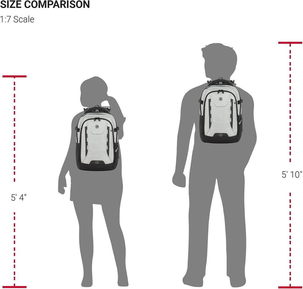 SwissGear Travel Tech Pro Laptop Backpack – Fits Laptops up to 16' – ScanSmart TSA-Friendly Backpack with Multiple Organizer Pockets – Grey Heather