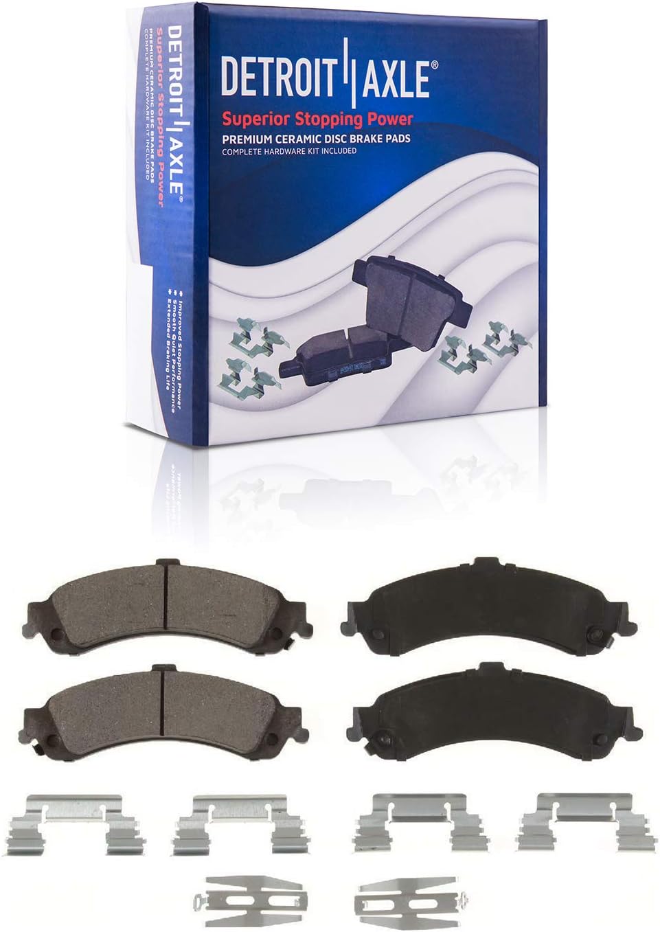 Detroit Axle - Rear Disc Rotors Brake Pads + Left Brake Caliper Replacement for Escalade Silverado Sierra Suburban 1500 Tahoe - 5pc Set